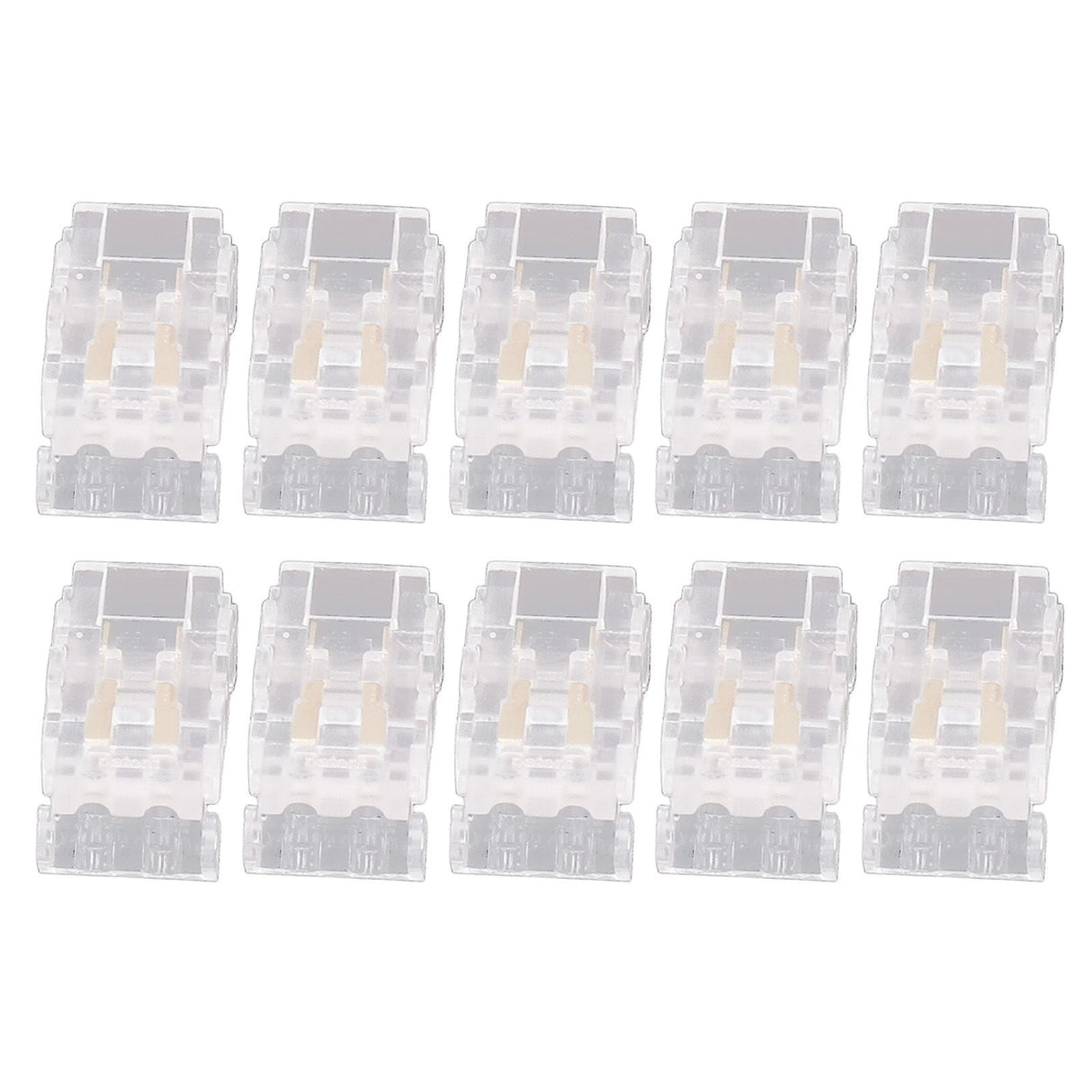10Pcs COB LED Strip to Wire Connector 2Pin 8mm Transparent Solderless LED Strip Connector for Home Office School