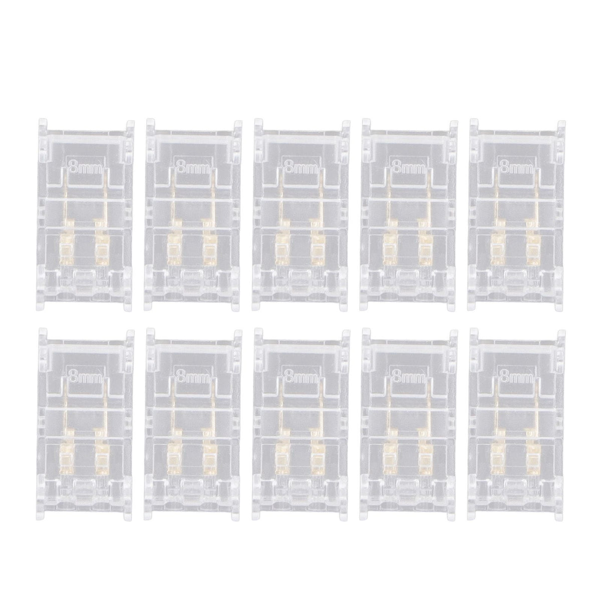 10Pcs COB LED Strip to Wire Connector 2Pin 8mm Transparent Solderless LED Strip Connector for Home Office School