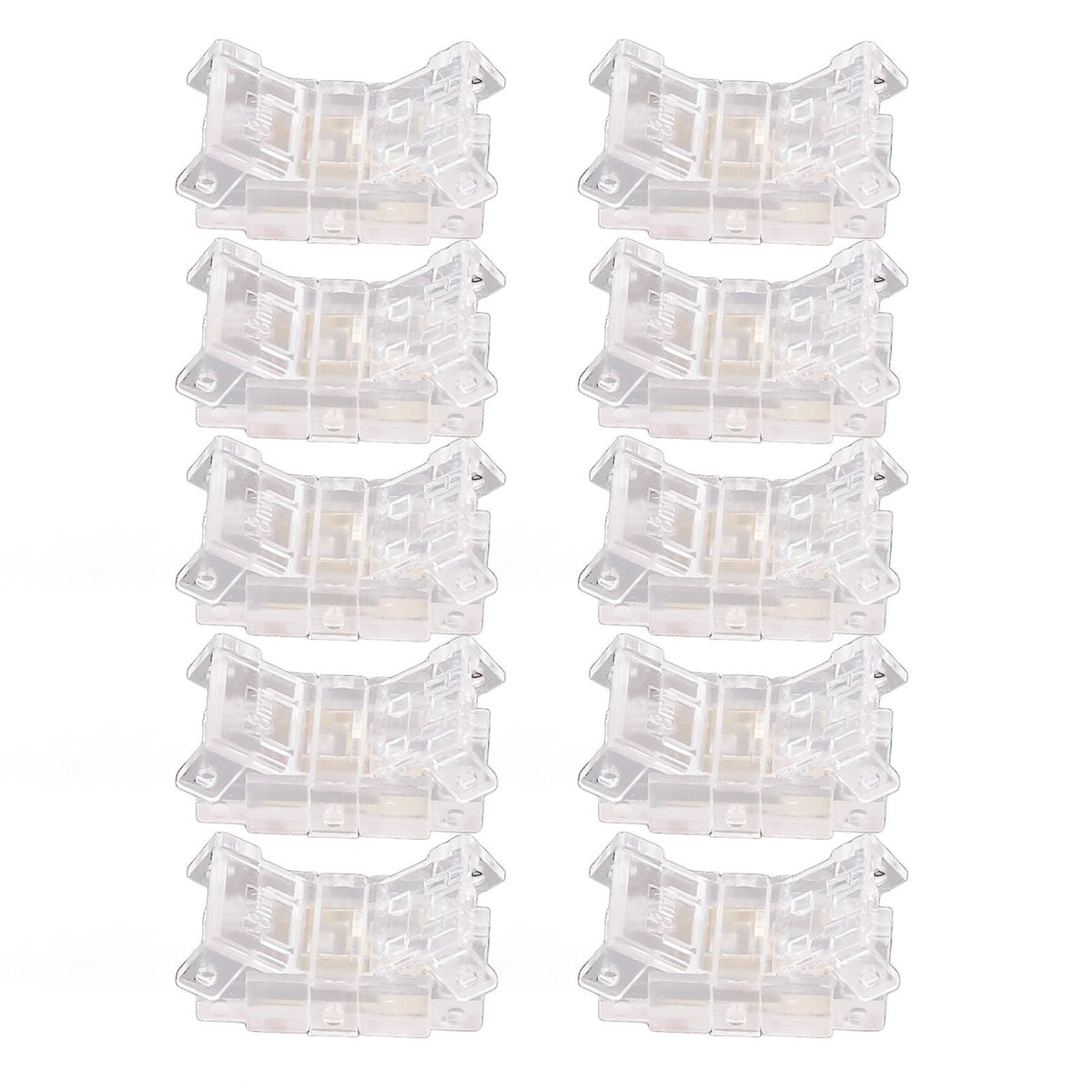 10Pcs COB LED Strip to Wire Connector 2Pin 8mm Transparent Solderless LED Strip Connector for Home Office School
