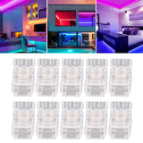 10Pcs COB LED Strip to Wire Connector 2Pin 8mm Transparent Solderless LED Strip Connector for Home Office School