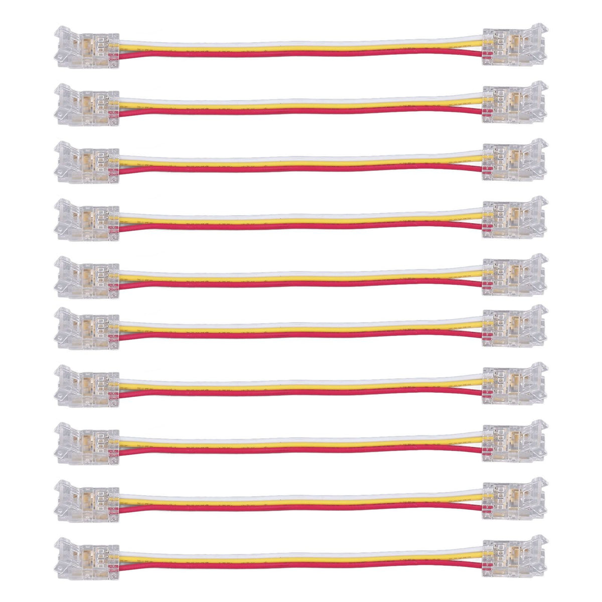 10Pcs LED Light Strip Connectors 3Pin 8mm Safe PC Strong Compatibility COB LED Strip Connectors for Home Party Office