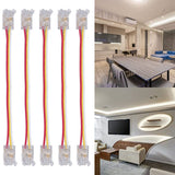 10Pcs LED Light Strip Connectors 3Pin 8mm Safe PC Strong Compatibility COB LED Strip Connectors for Home Party Office