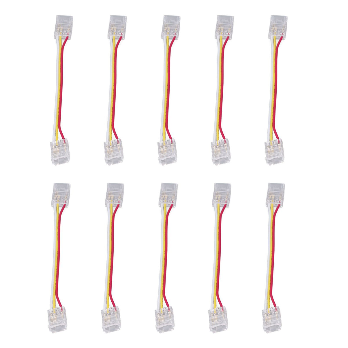 10pcs LED Strip Light Connector Kit 3Pin 10mm Quick Connection Strong Compatibility COB Light Strip Connector for Warehouse