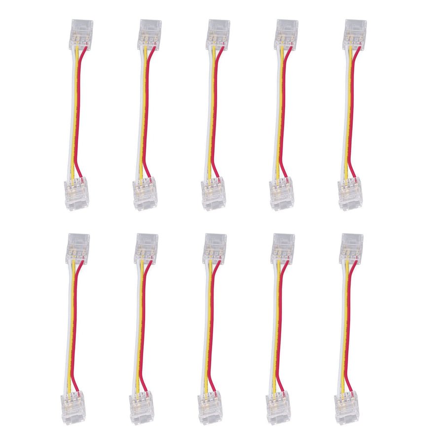 10pcs LED Strip Light Connector Kit 3Pin 10mm Quick Connection Strong Compatibility COB Light Strip Connector for Warehouse