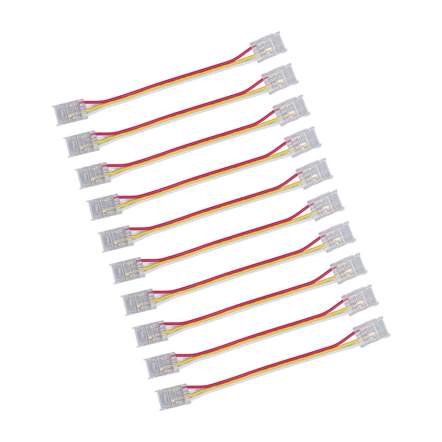 10pcs LED Strip Light Connector Kit 3Pin 10mm Quick Connection Strong Compatibility COB Light Strip Connector for Warehouse