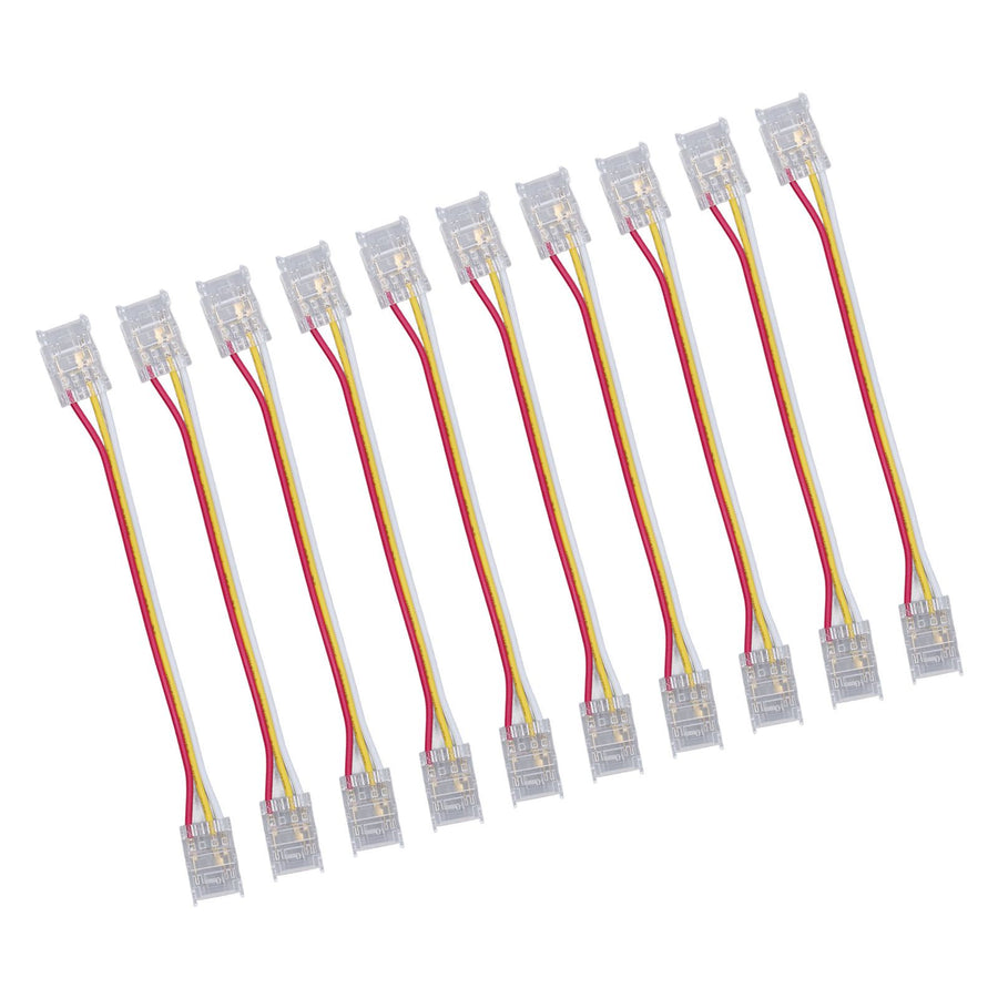 10pcs LED Strip Light Connector Kit 3Pin 10mm Quick Connection Strong Compatibility COB Light Strip Connector for Warehouse