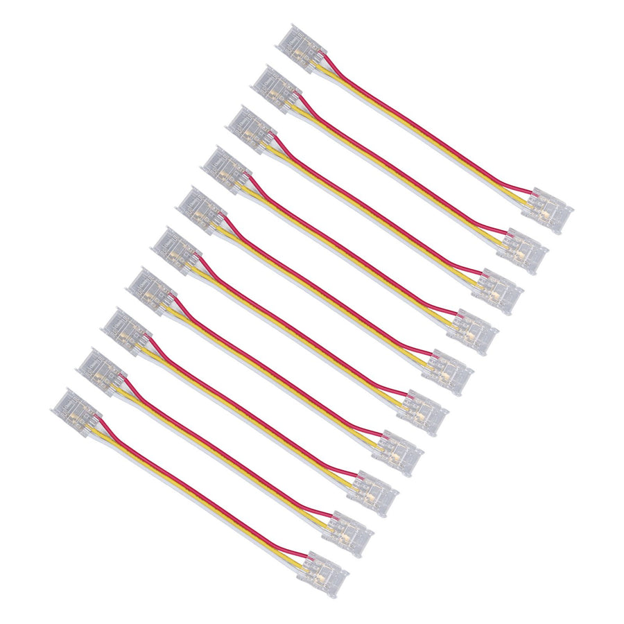 10pcs LED Strip Light Connector Kit 3Pin 10mm Quick Connection Strong Compatibility COB Light Strip Connector for Warehouse