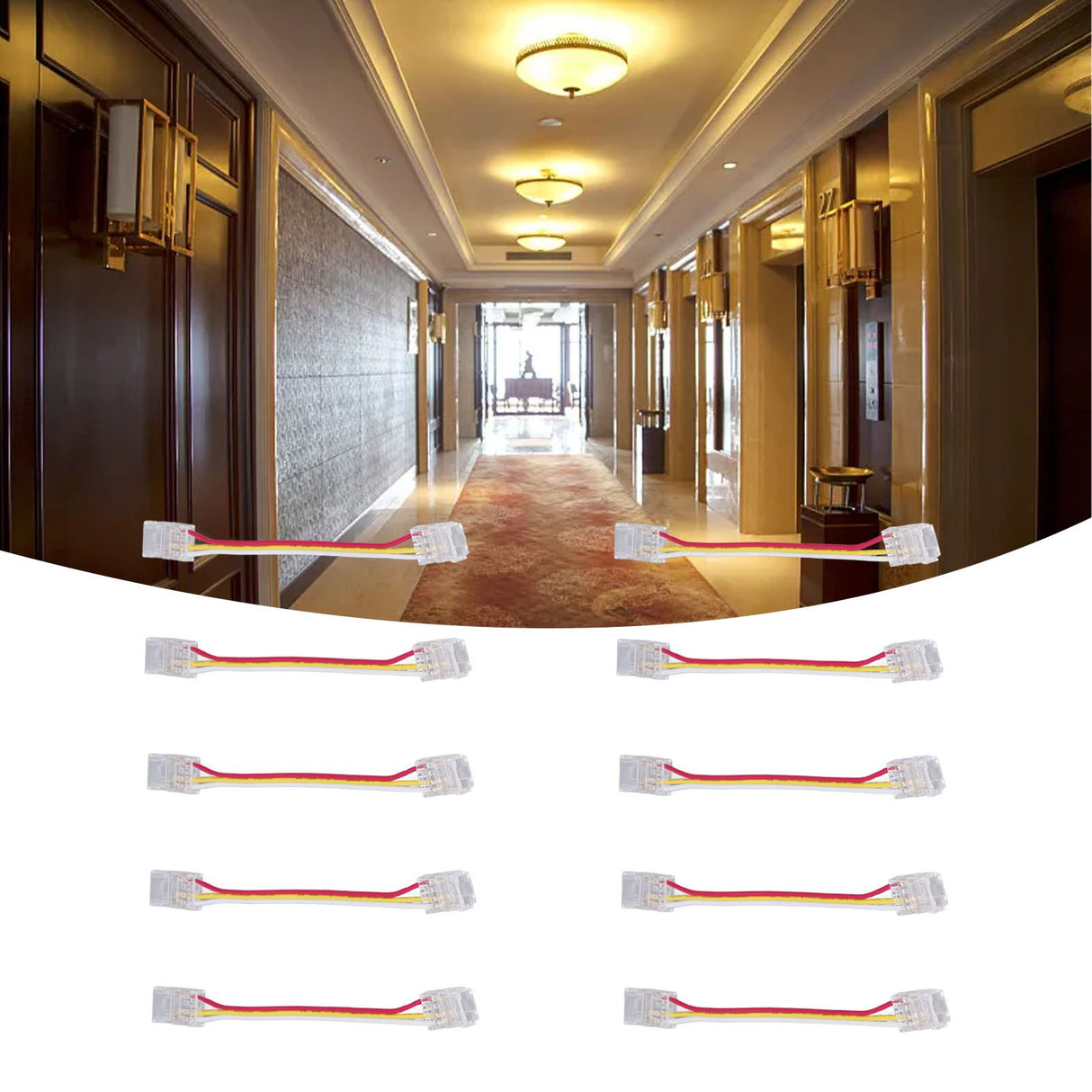 10pcs LED Strip Light Connector Kit 3Pin 10mm Quick Connection Strong Compatibility COB Light Strip Connector for Warehouse