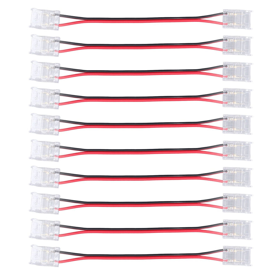 10 Pcs COB Strip Light Connector 2Pin PC Material 10mm Width Double Headed Strip to Strip Extension Connector