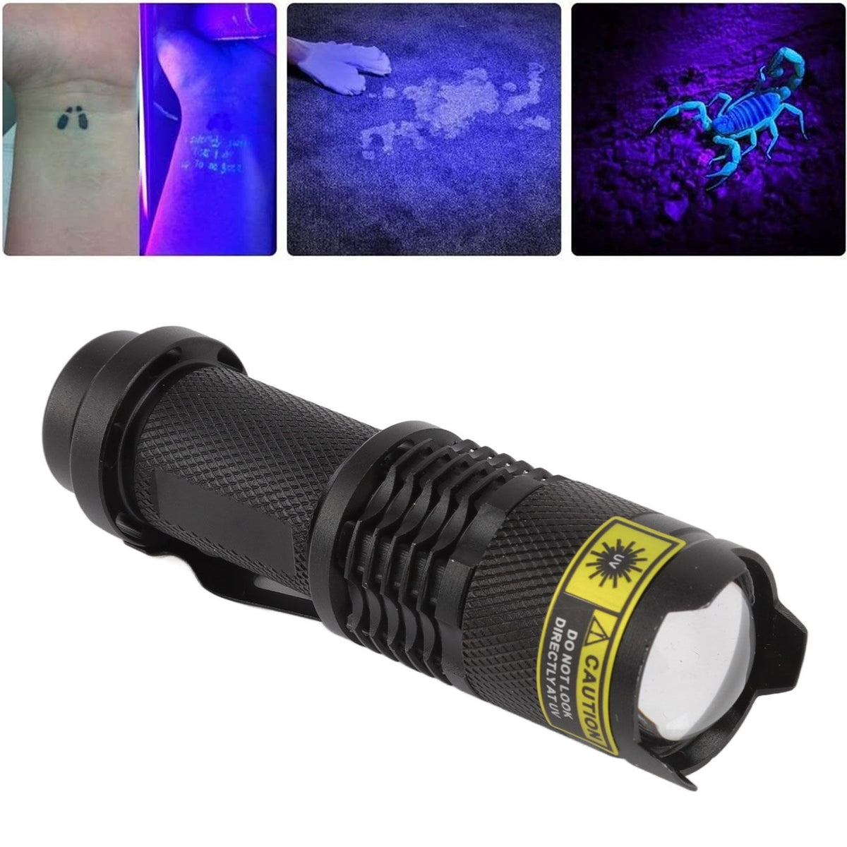 UV Flashlights Waterproof Battery Powered Impact Resistant Aluminum 365nm Ultraviolet Flashlight Cat Urine Detector Light