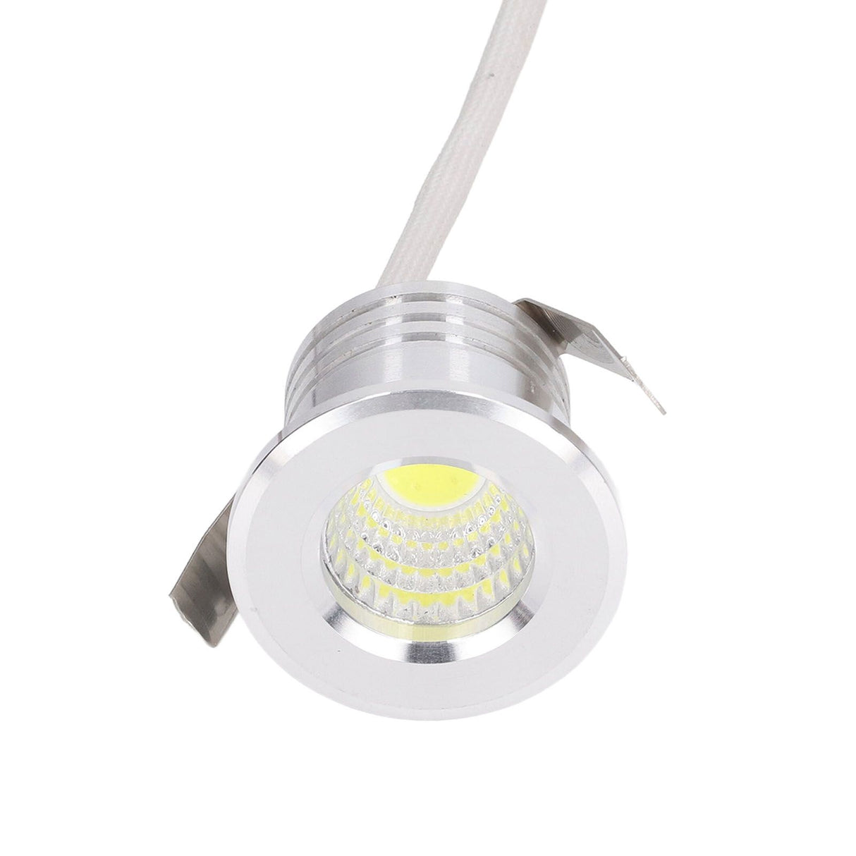 Mini Recessed COB Spotlight Stable Heat Dissipation LED Recessed Ceiling Spotlight 3W Silver Lamp Body AC85‑265V Warm White Light 3000K