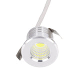 Mini Recessed COB Spotlight Stable Heat Dissipation LED Recessed Ceiling Spotlight 3W Silver Lamp Body AC85‑265V Warm White Light 3000K