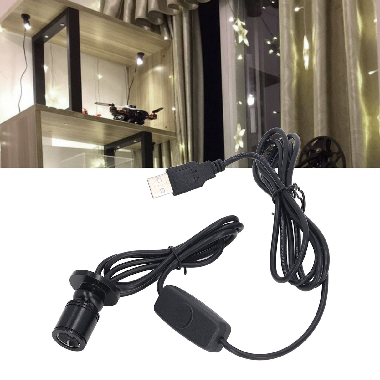 5V Mini Spot Lights Bright USB Dimmable LED Spotlight with 6.6ft Cable for Showcase Jewelry Cabinet Porch Natural Light 4000K