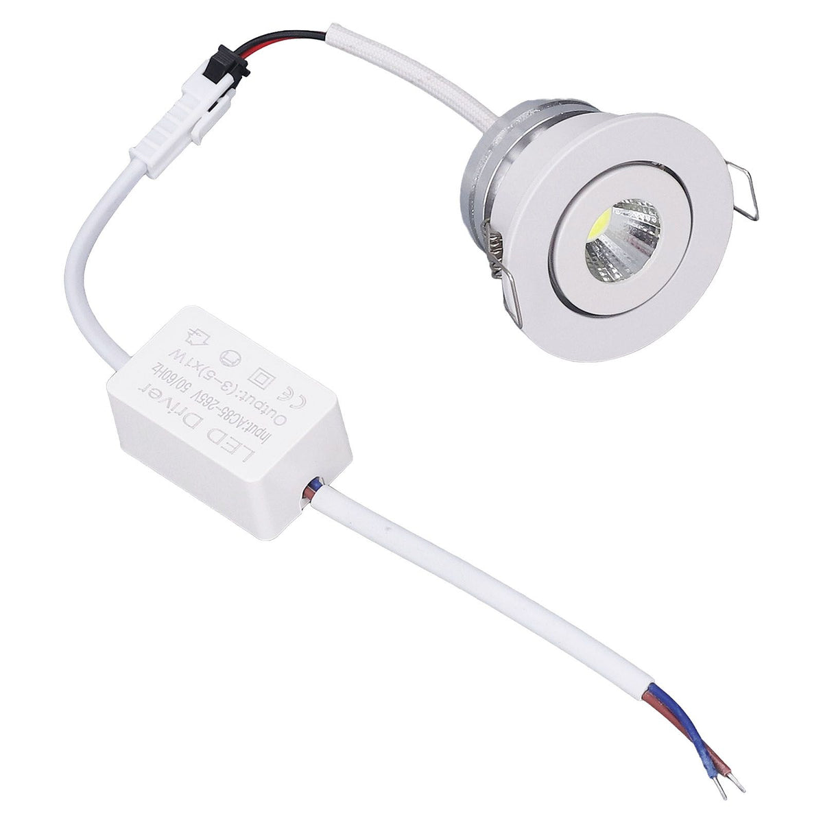 LED Recessed Light Mini Adjustable Angle Aluminium Recessed Ceiling Light White 85‑265V Cold White 6000K