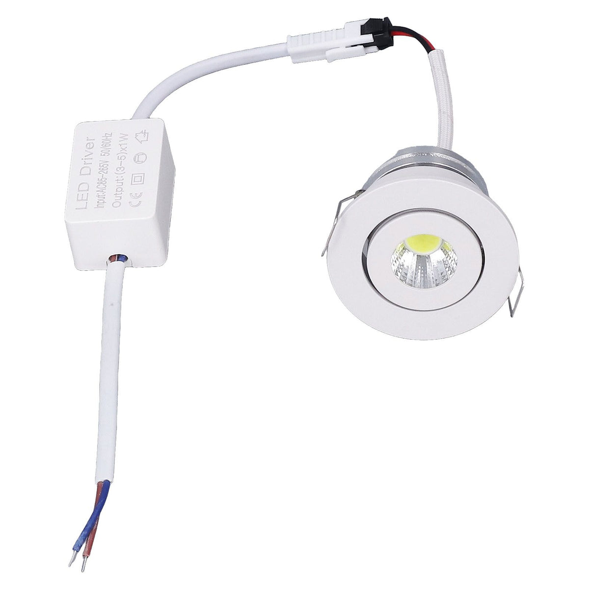 LED Recessed Light Mini Adjustable Angle Aluminium Recessed Ceiling Light White 85‑265V Cold White 6000K