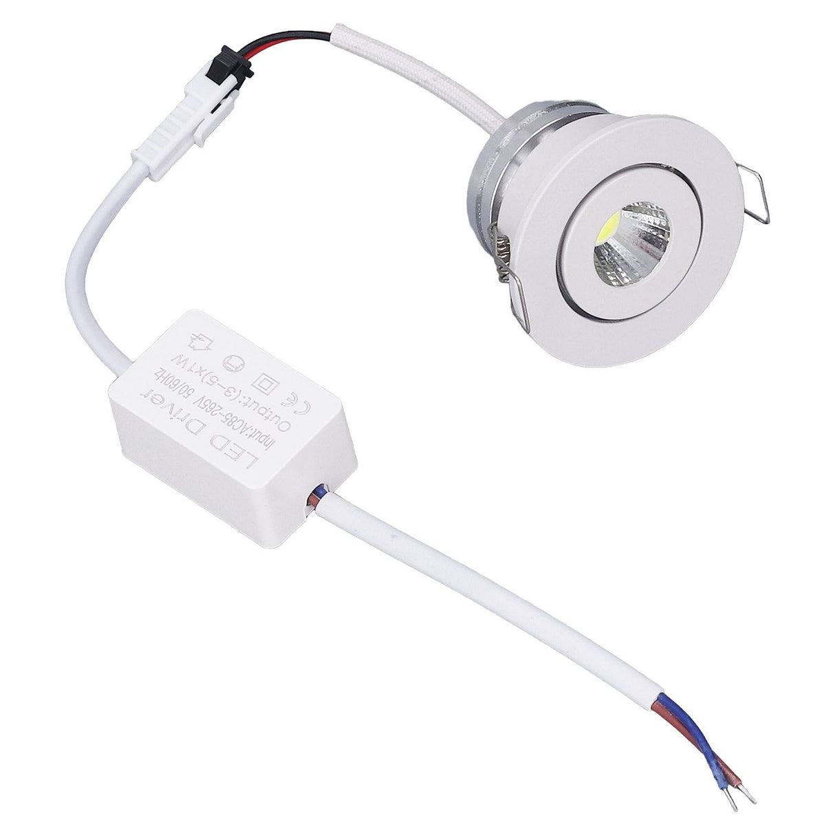LED Recessed Light Mini Adjustable Angle Aluminium Recessed Ceiling Light White 85‑265V Warm White 3000K
