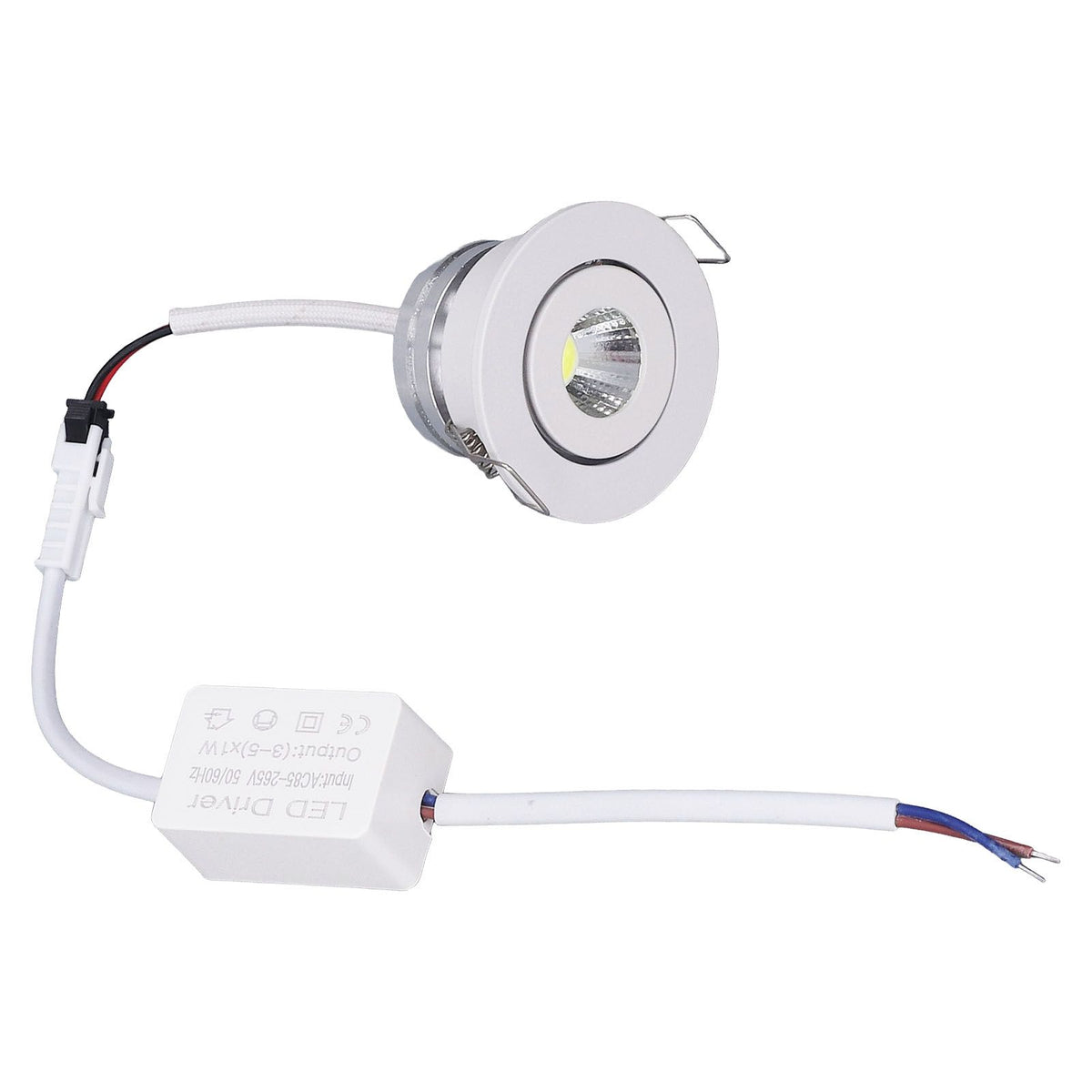 LED Recessed Light Mini Adjustable Angle Aluminium Recessed Ceiling Light White 85‑265V Warm White 3000K