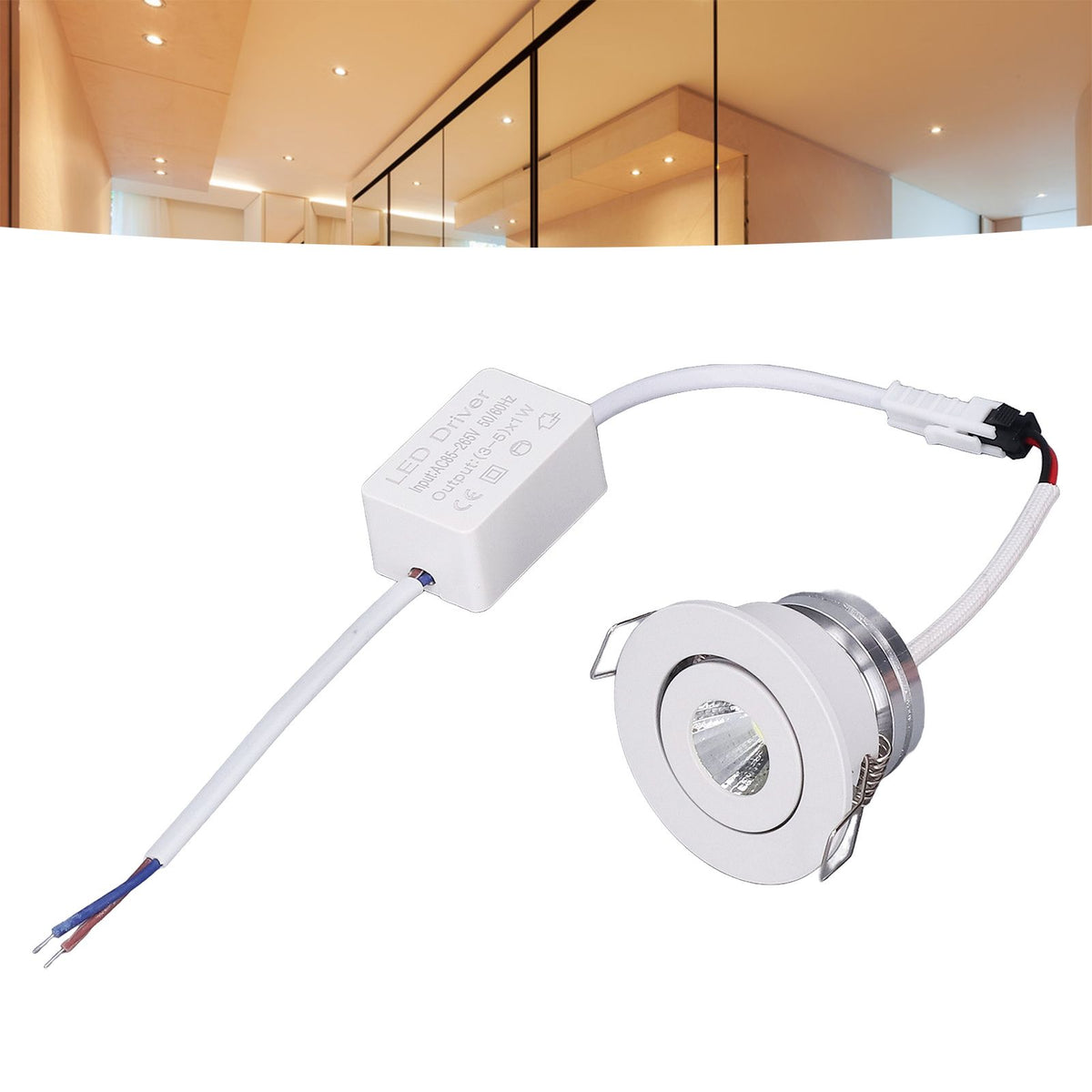 LED Recessed Light Mini Adjustable Angle Aluminium Recessed Ceiling Light White 85‑265V Warm White 3000K