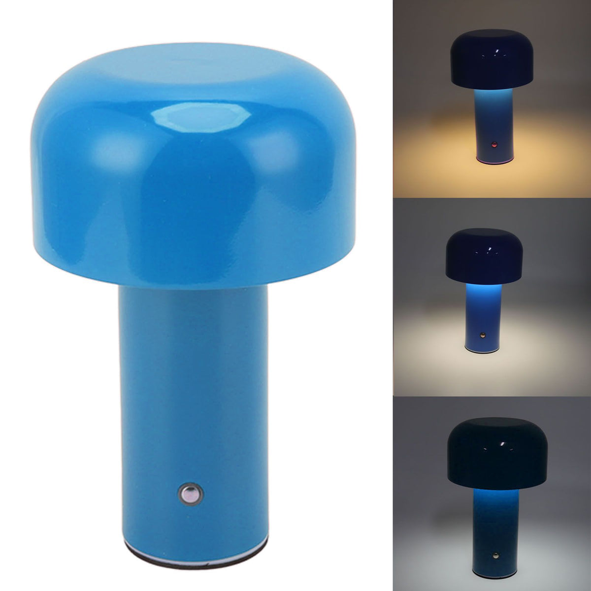 LED Desk Lamp Mushroom Design USB Charging 3 Color Temperature Touch Table Light for Restaurant Study Blue