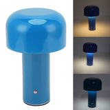LED Desk Lamp Mushroom Design USB Charging 3 Color Temperature Touch Table Light for Restaurant Study Blue - Extra Image