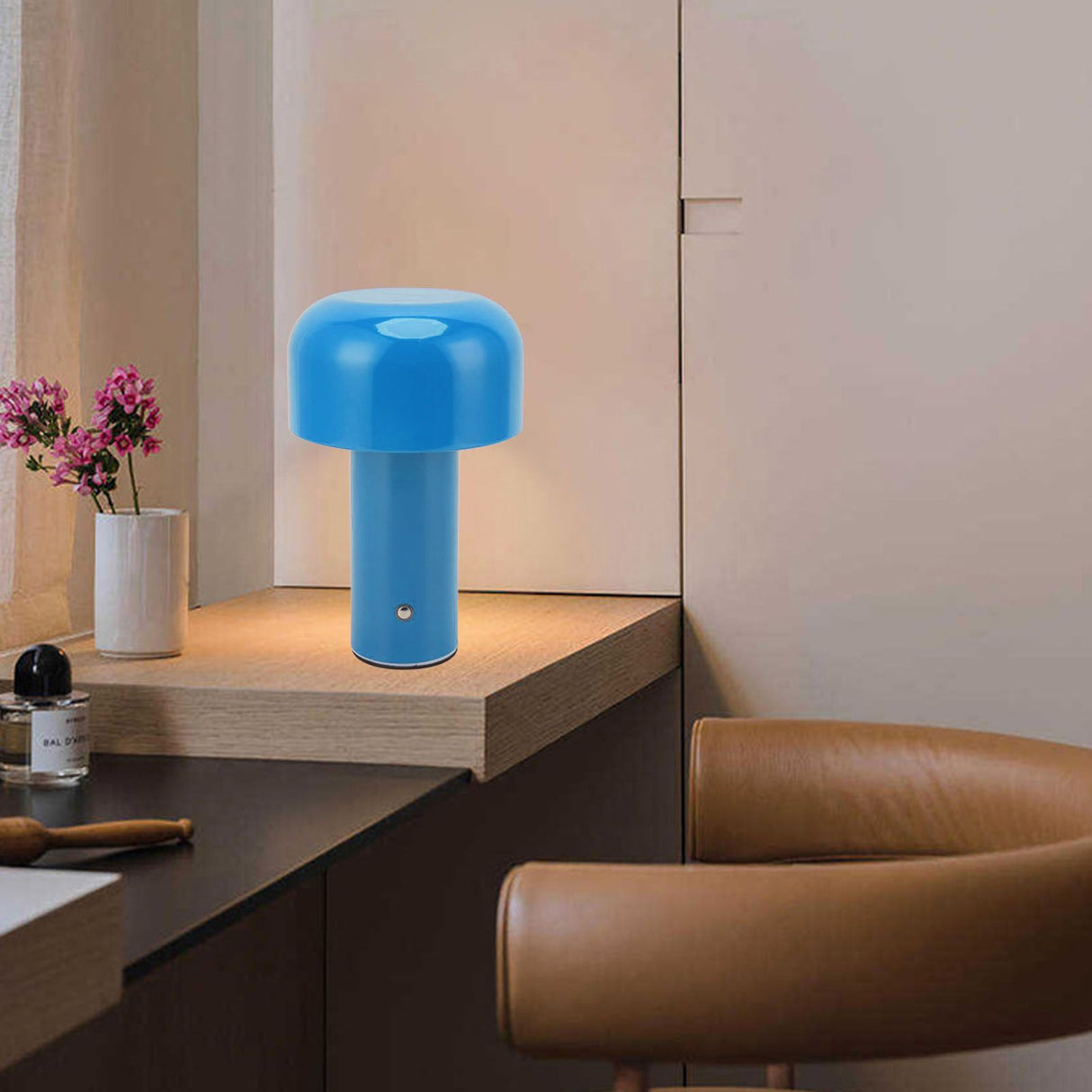LED Desk Lamp Mushroom Design USB Charging 3 Color Temperature Touch Table Light for Restaurant Study Blue