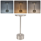 Cordless Table Lamp Rechargeable 2000mAh 3 Levels Brightness Portable USB C LED Metal Bedside Lamp Silver - Extra Image