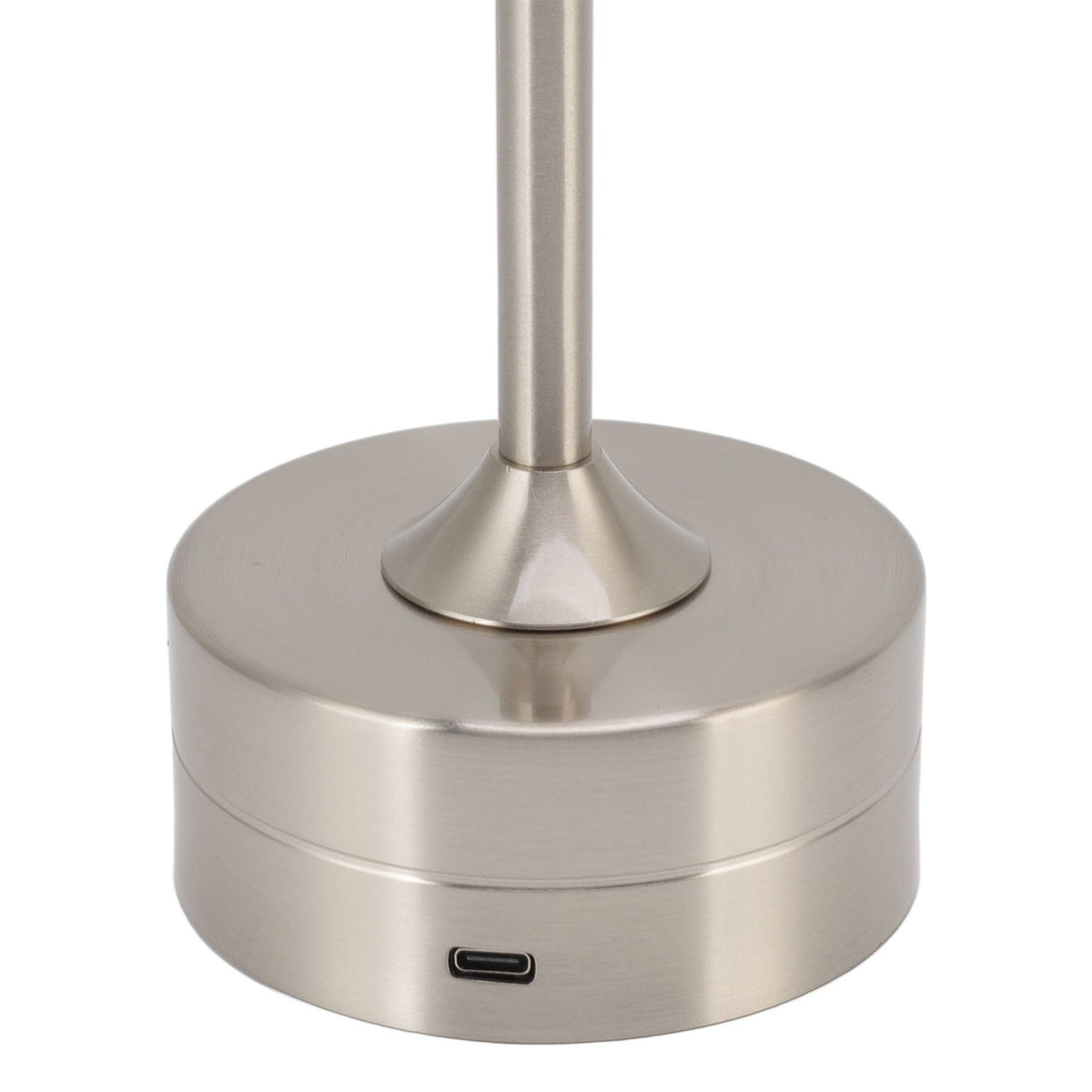 Cordless Table Lamp Rechargeable 2000mAh 3 Levels Brightness Portable USB C LED Metal Bedside Lamp Silver