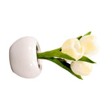 Tulip Night Light Soft Light Exquisite Ceramics PU Flower Table Lamp for Bookstores Cafes Battery Powered Ceramic Base White - Front View