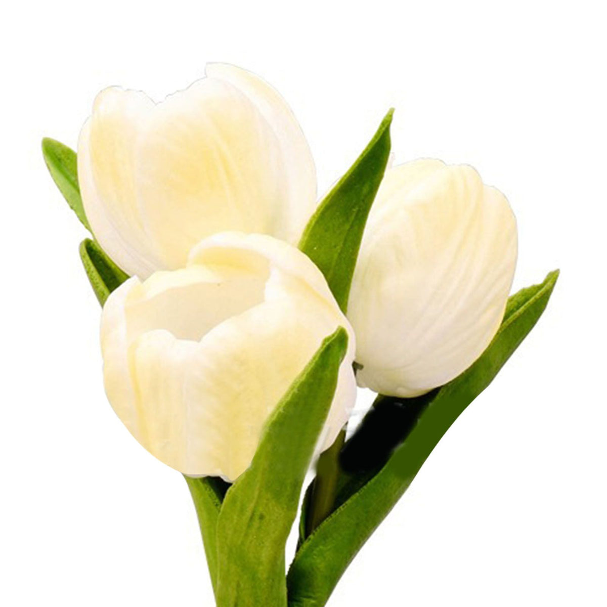 Tulip Night Light Soft Light Exquisite Ceramics PU Flower Table Lamp for Bookstores Cafes Battery Powered Ceramic Base White