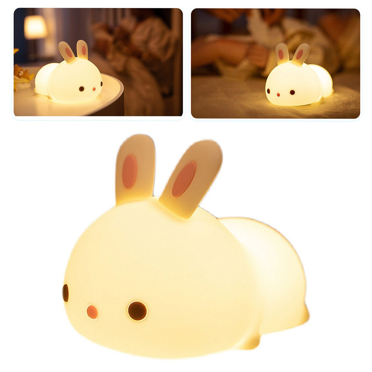 Bunny Night Light Sensitive Induction Portable Silicone Cute Style Rechargeable Battery Kids Night Lamp for Room
