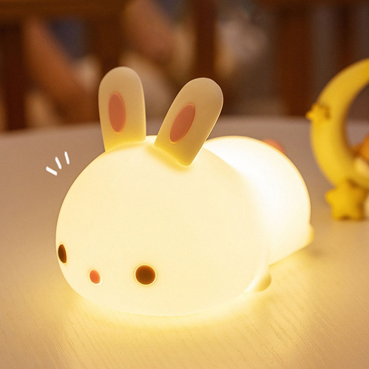 Bunny Night Light Sensitive Induction Portable Silicone Cute Style Rechargeable Battery Kids Night Lamp for Room