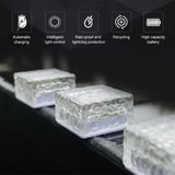 Solar Ground Light Ice Brick Shape Automatic Light Control Switch Waterproof Outdoor Landscape Lamp with Battery Warm White