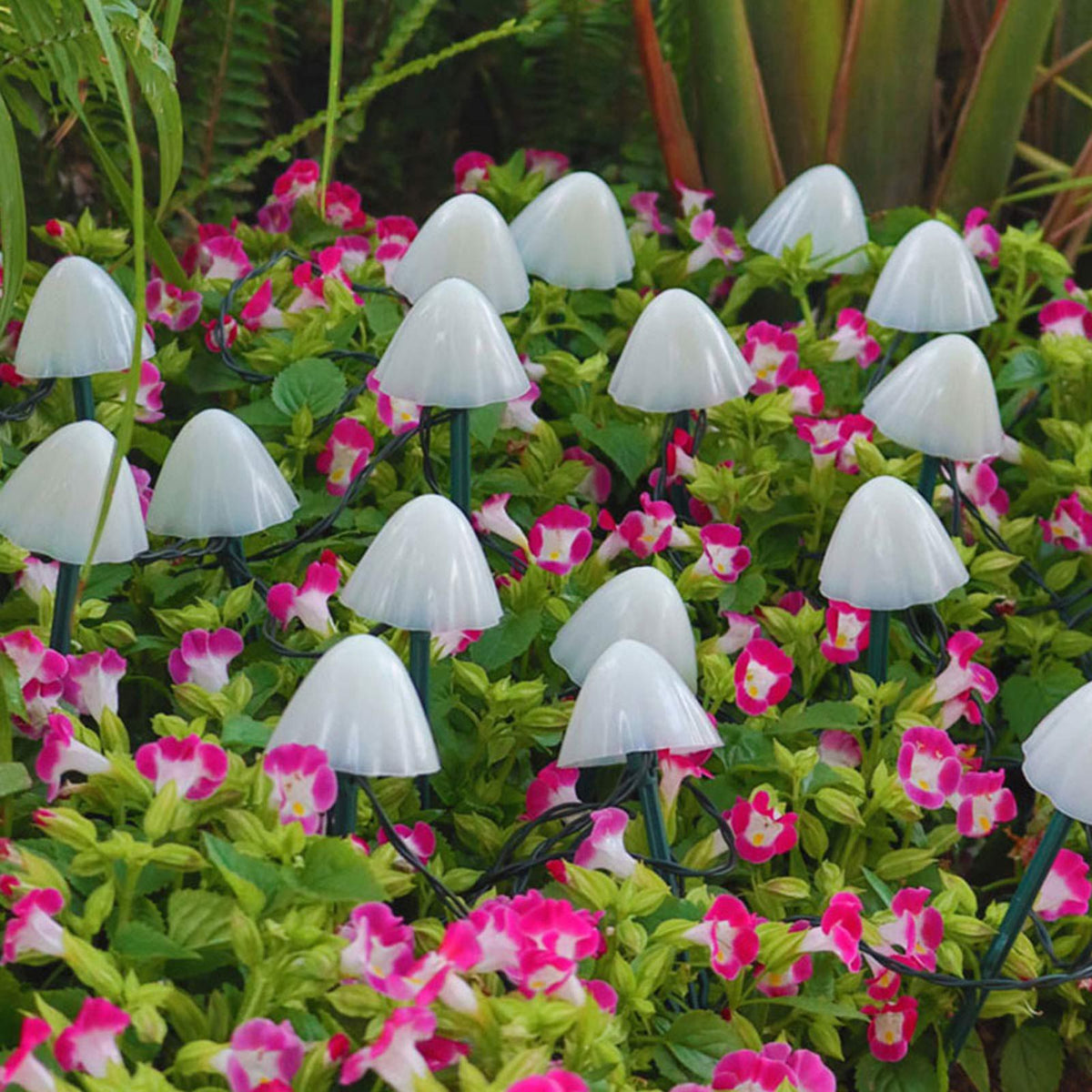 Mini Mushroom Solar Lights 8 Modes LED Waterproof String Pathway Outdoor Decoration for Garden Backyard Lawn Party 3.45meter 10 Beads Warm White
