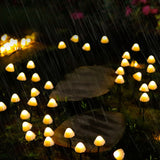 Mini Mushroom Solar Lights 8 Modes LED Waterproof String Pathway Outdoor Decoration for Garden Backyard Lawn Party 3.45meter 10 Beads Warm White