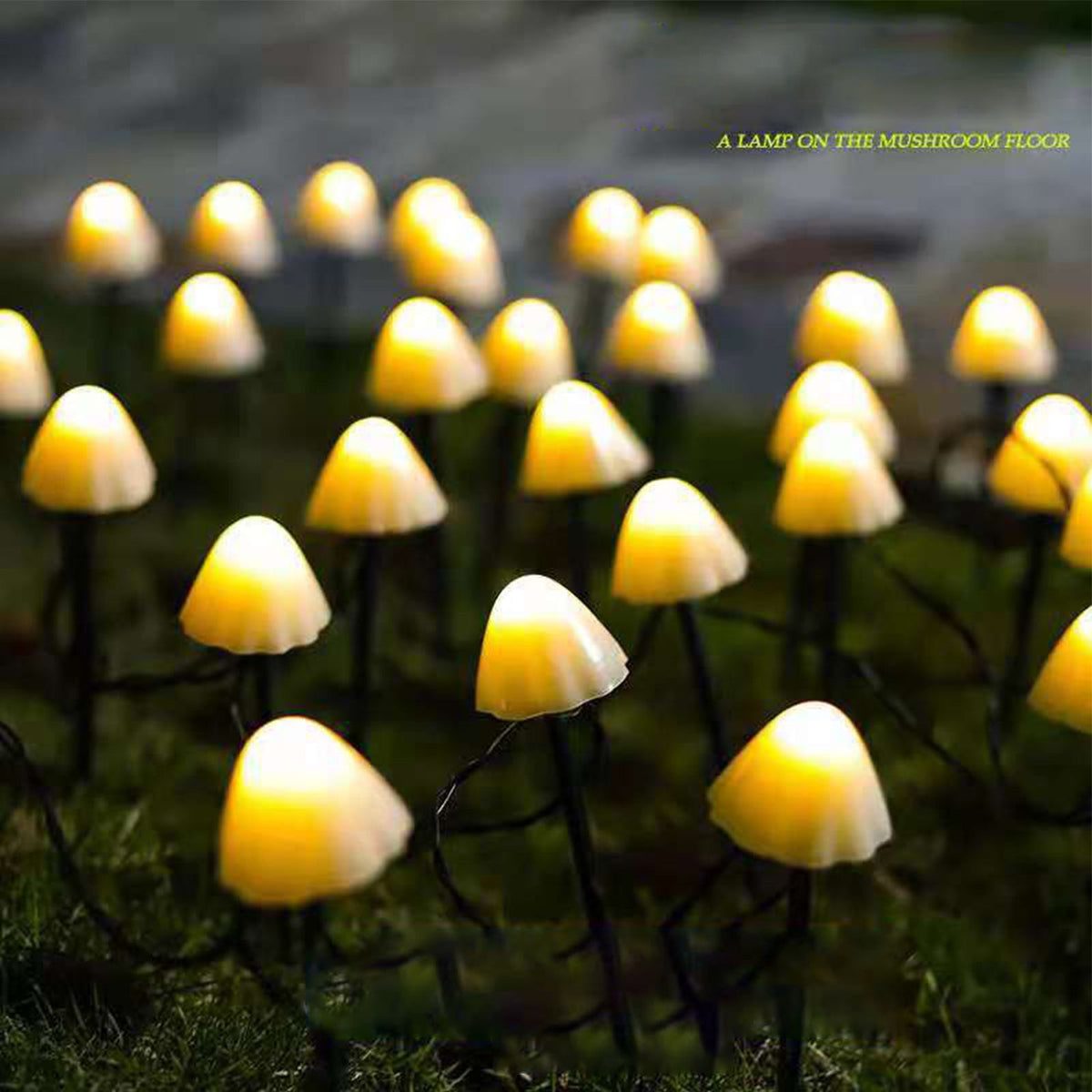 Mini Mushroom Solar Lights 8 Modes LED Waterproof String Pathway Outdoor Decoration for Garden Backyard Lawn Party 3.45meter 10 Beads Warm White