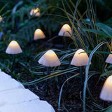 Mini Mushroom Solar Lights 8 Modes LED Waterproof String Pathway Outdoor Decoration for Garden Backyard Lawn Party 3.45meter 10 Beads Warm White