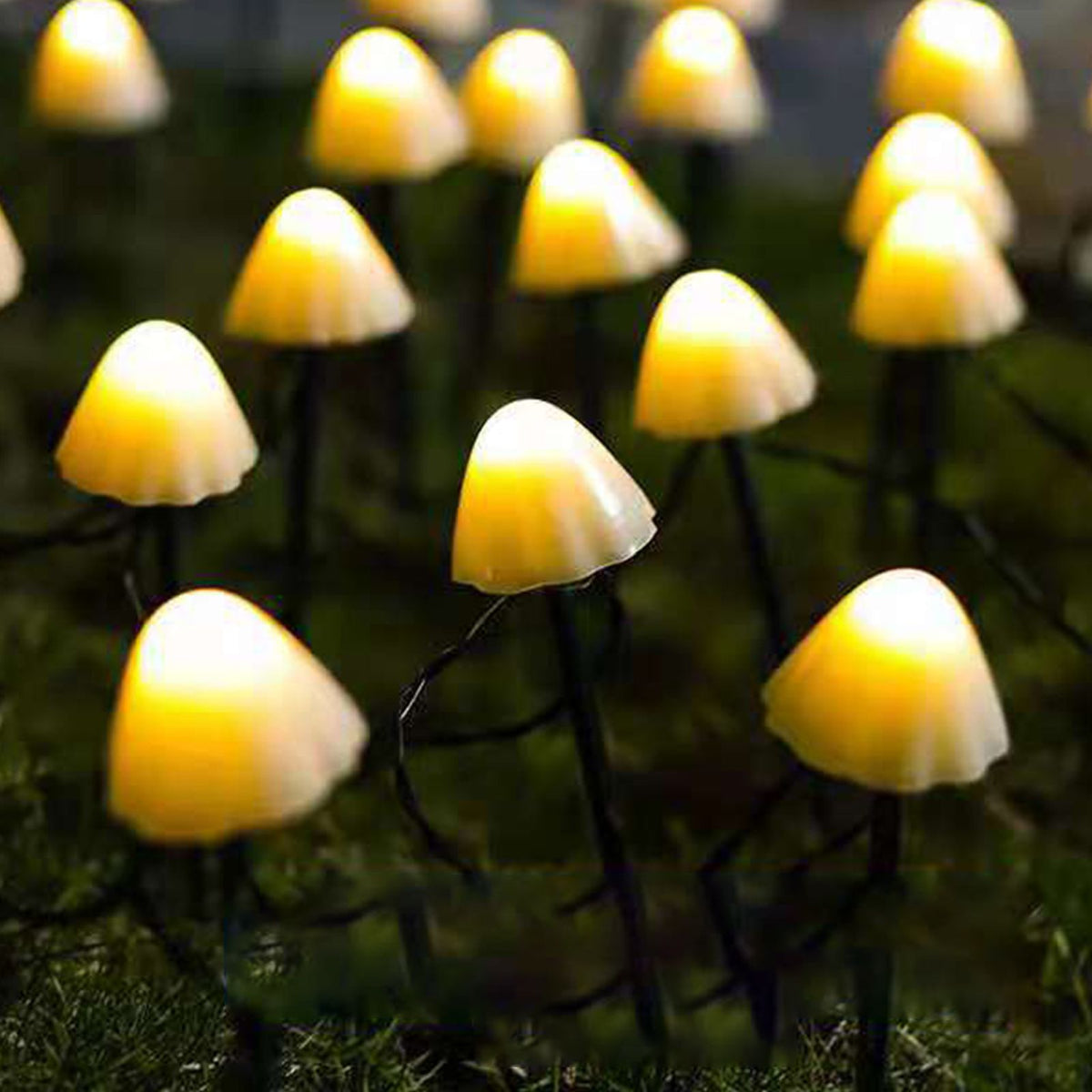 Mini Mushroom Solar Lights 8 Modes LED Waterproof String Pathway Outdoor Decoration for Garden Backyard Lawn Party 5meter 20 Beads Warm White