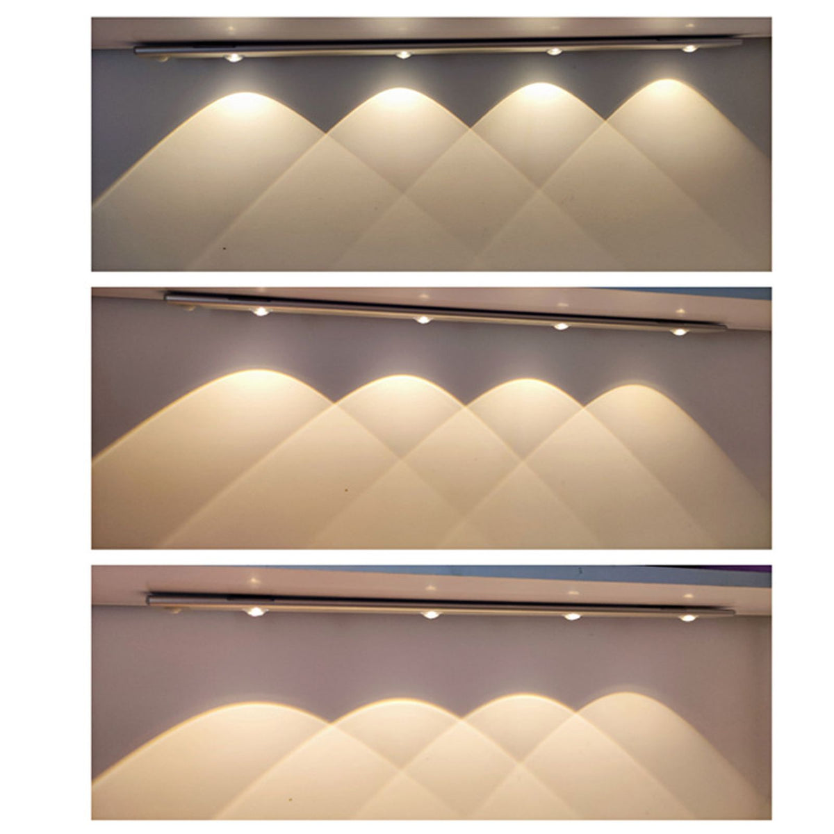 LED Closet Light Ultra Thin Intelligent Rechargeable Wireless LED Motion Sensor Light for Cabinet 20cm / 7.9in Black