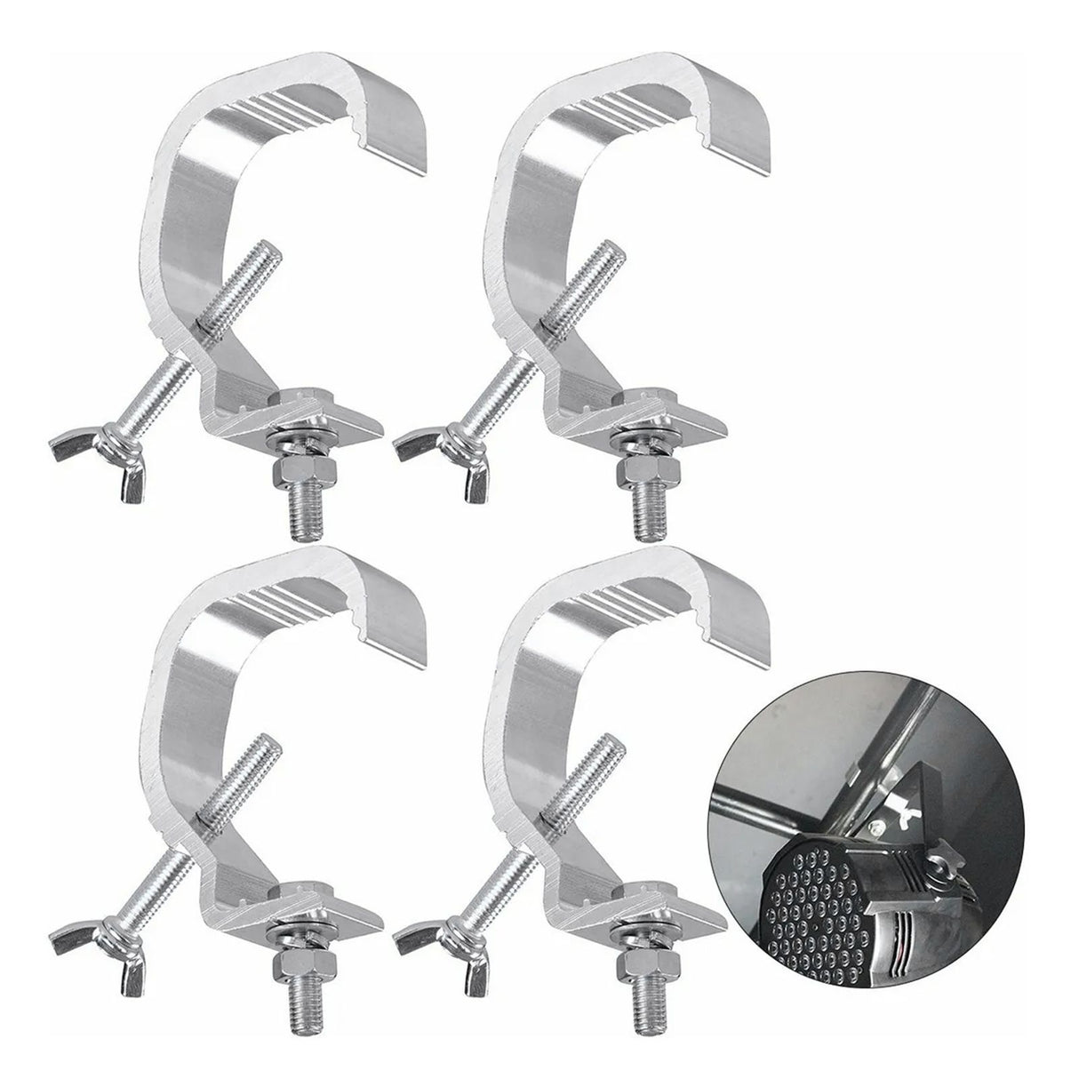 Stage Light Clamp Heavy Duty Prevent Slip Cast Aluminum Stage Lamp Hook Kit for Spotlight Moving Head Light 4pcs