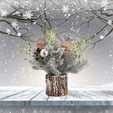 Mini Christmas Tree Decorations 35cm Flocking Pine Cone Simulation Artificial Christmas Tree Home Desktop Ornaments - 45-Degree Angle