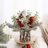 Mini Christmas Tree Decorations 35cm Flocking Pine Cone Simulation Artificial Christmas Tree Home Desktop Ornaments - Extra Image