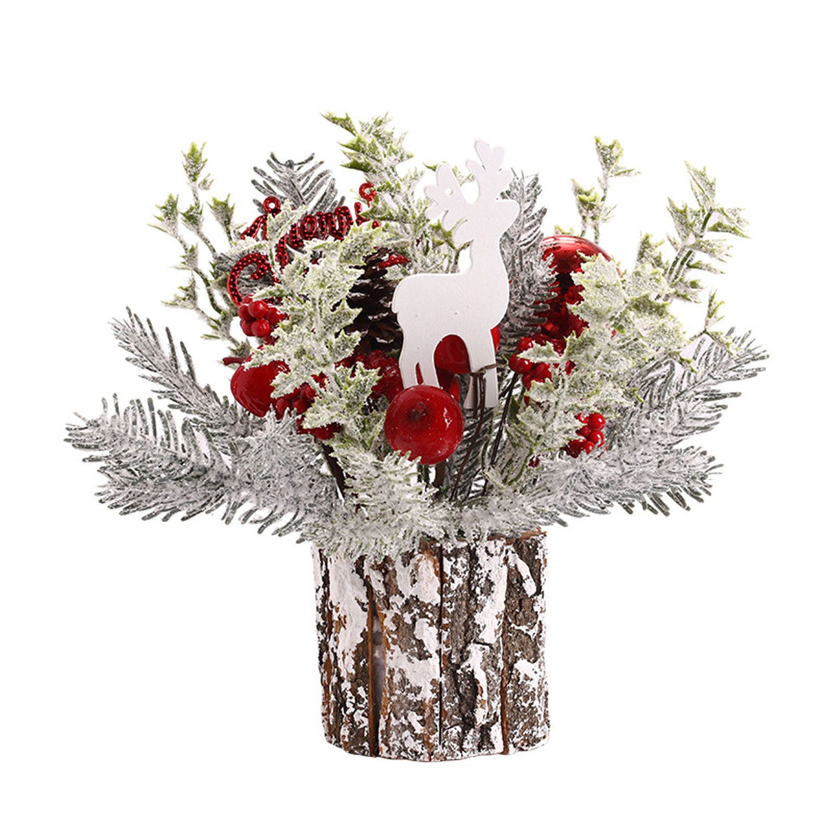 Mini Christmas Tree Decorations 35cm Flocking Pine Cone Simulation Artificial Christmas Tree Home Desktop Ornaments