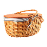 Woven Picnic Basket Durable Portable Wicker Hand Basket Rustic Fruit Basket with Lid for Outdoor Outing
