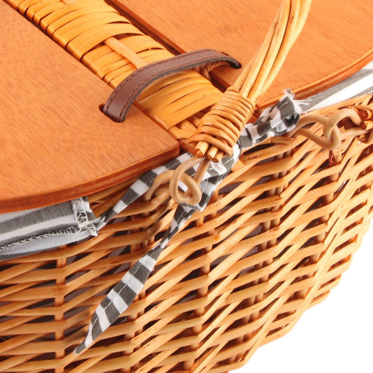 Woven Picnic Basket Durable Portable Wicker Hand Basket Rustic Fruit Basket with Lid for Outdoor Outing