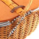 Woven Picnic Basket Durable Portable Wicker Hand Basket Rustic Fruit Basket with Lid for Outdoor Outing - 45-Degree Angle
