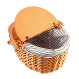 Woven Picnic Basket Durable Portable Wicker Hand Basket Rustic Fruit Basket with Lid for Outdoor Outing - Close-Up Angle