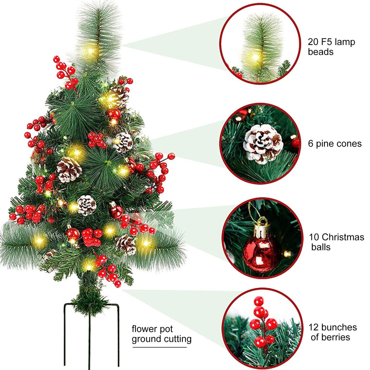 Solar Christmas Tree Garden Stake Lights Outdoor Christmas Tree Lighted Yard Decorations