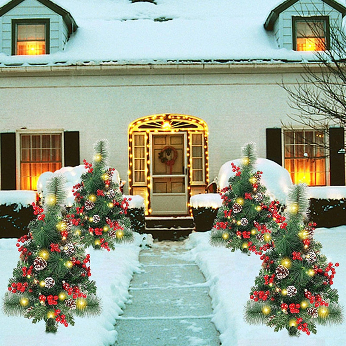 Solar Christmas Tree Garden Stake Lights Outdoor Christmas Tree Lighted Yard Decorations
