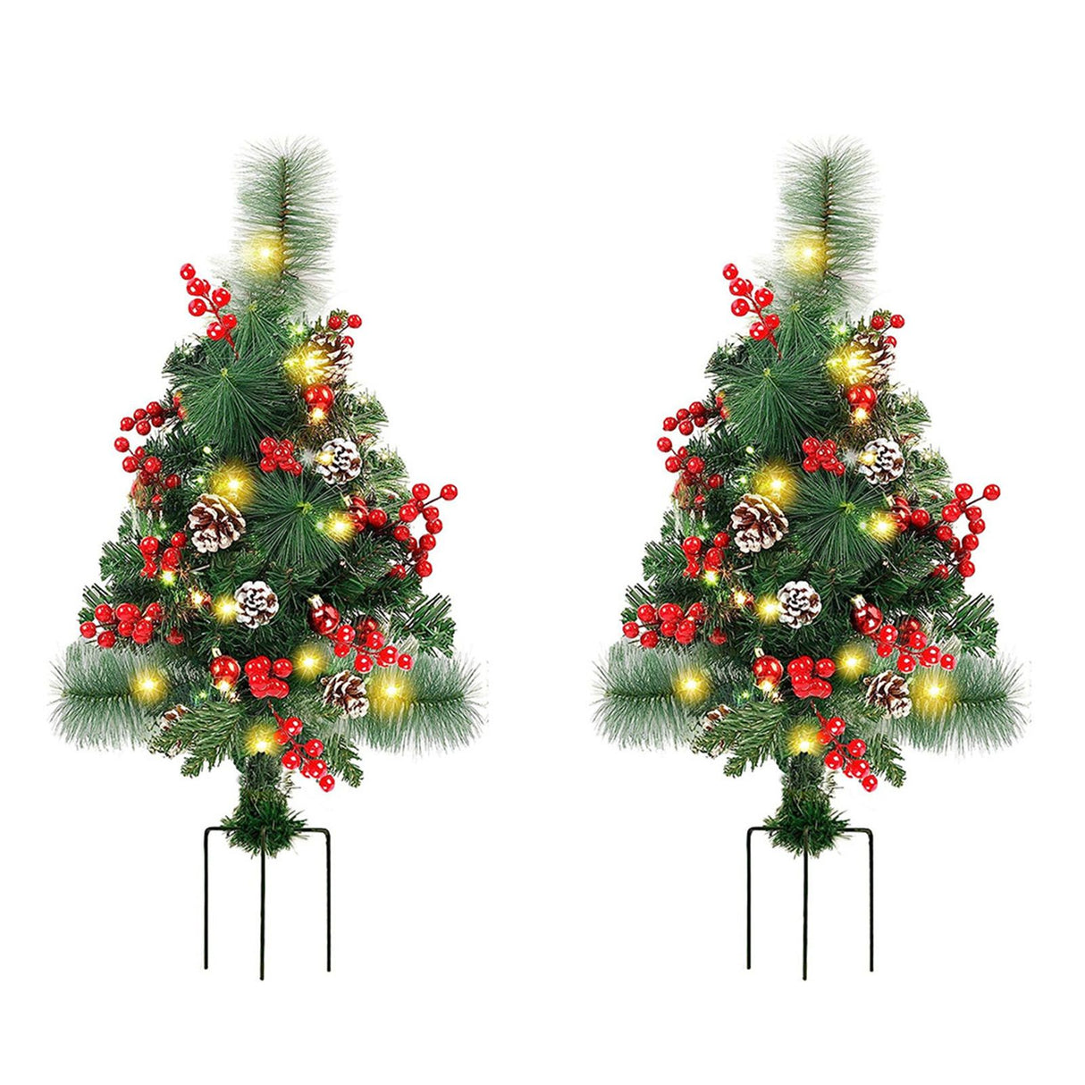 Solar Christmas Tree Garden Stake Lights Outdoor Christmas Tree Lighted Yard Decorations