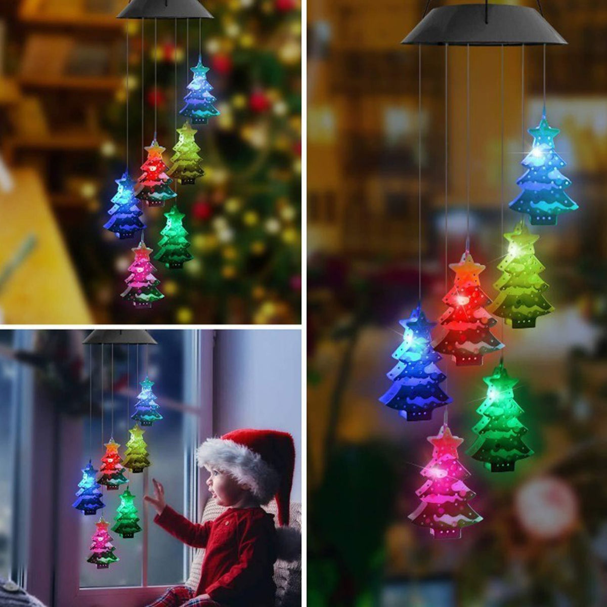 Yard Solar Wind Chime Light LED Solar Powered Wind Chimes Hanging Lamp for Patio Garden